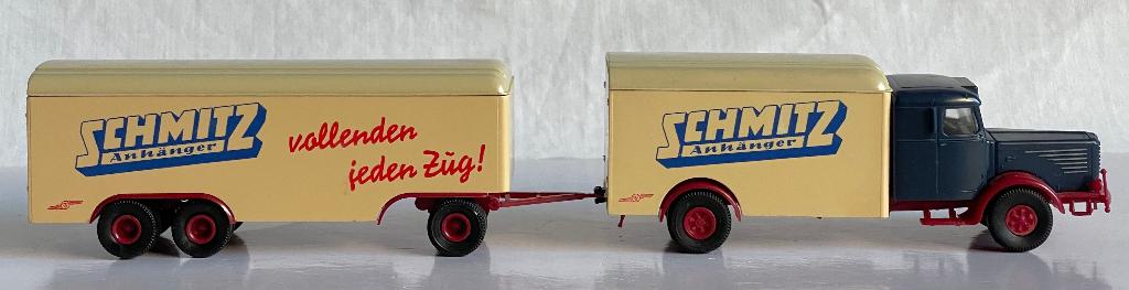 Brekina: Büssing 8000 combinatie "Schmitz Anhänger", Ophalen of Verzenden, Zo goed als nieuw, Bus of Vrachtwagen, Brekina