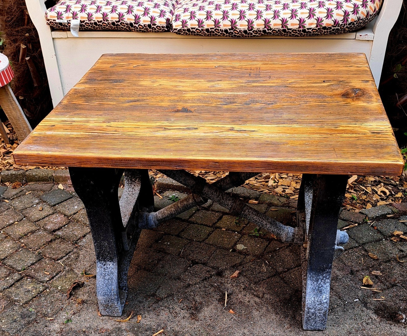 Oude Treinonderdelen tafel, Overige houtsoorten, Gebruikt, Industrieel, Steampunk, Vintage, Rechthoekig