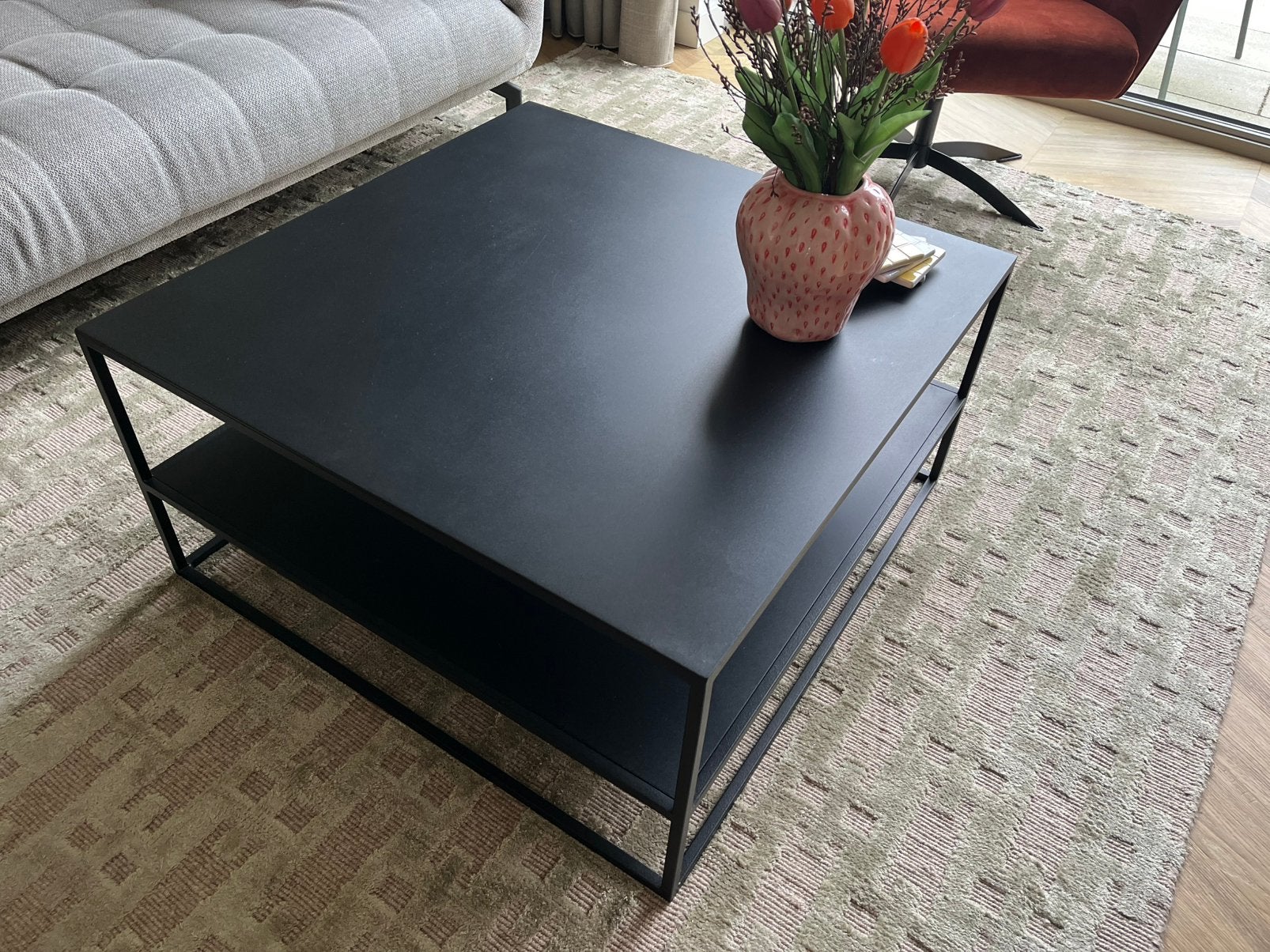 Salontafel Table du Sud Andres staal 80x80cm zeer netjes!, Huis en Inrichting, Ophalen, 50 tot 100 cm, Vierkant, 50 tot 100 cm