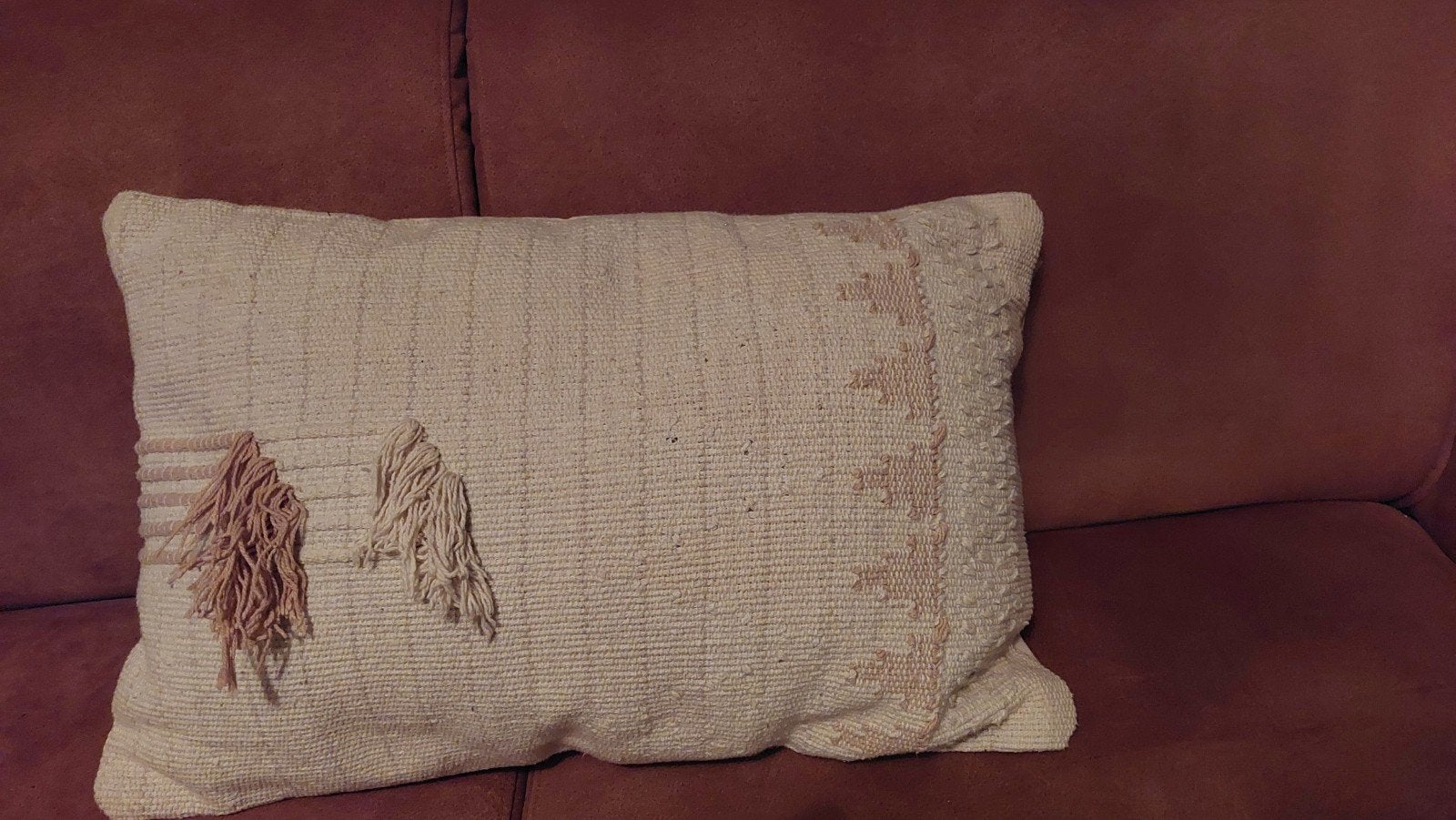 Nieuw GoRound Sierkussen met kwastjes - Beige/Roze, Overige merken, Beige, Met print, Nieuw