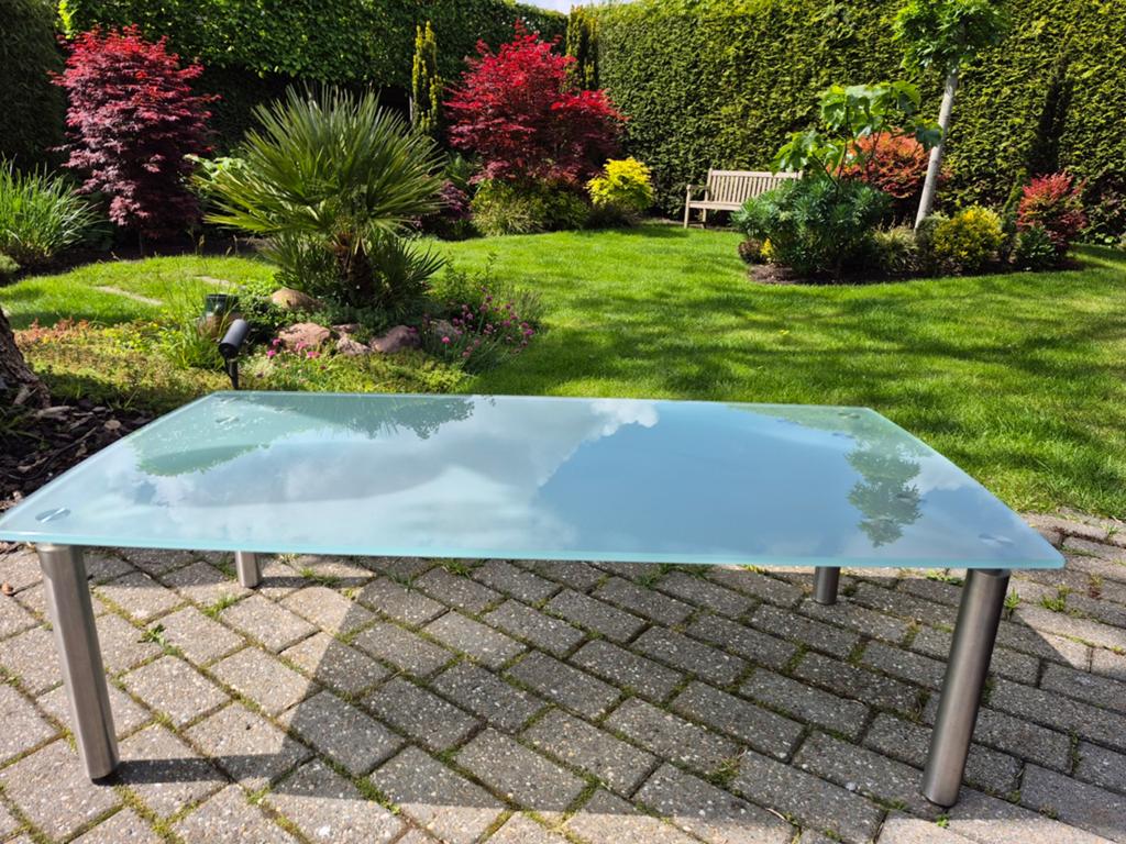 Moderne salontafel met glasplaat, 100 tot 150 cm, Glas, Overige vormen, Minder dan 50 cm
