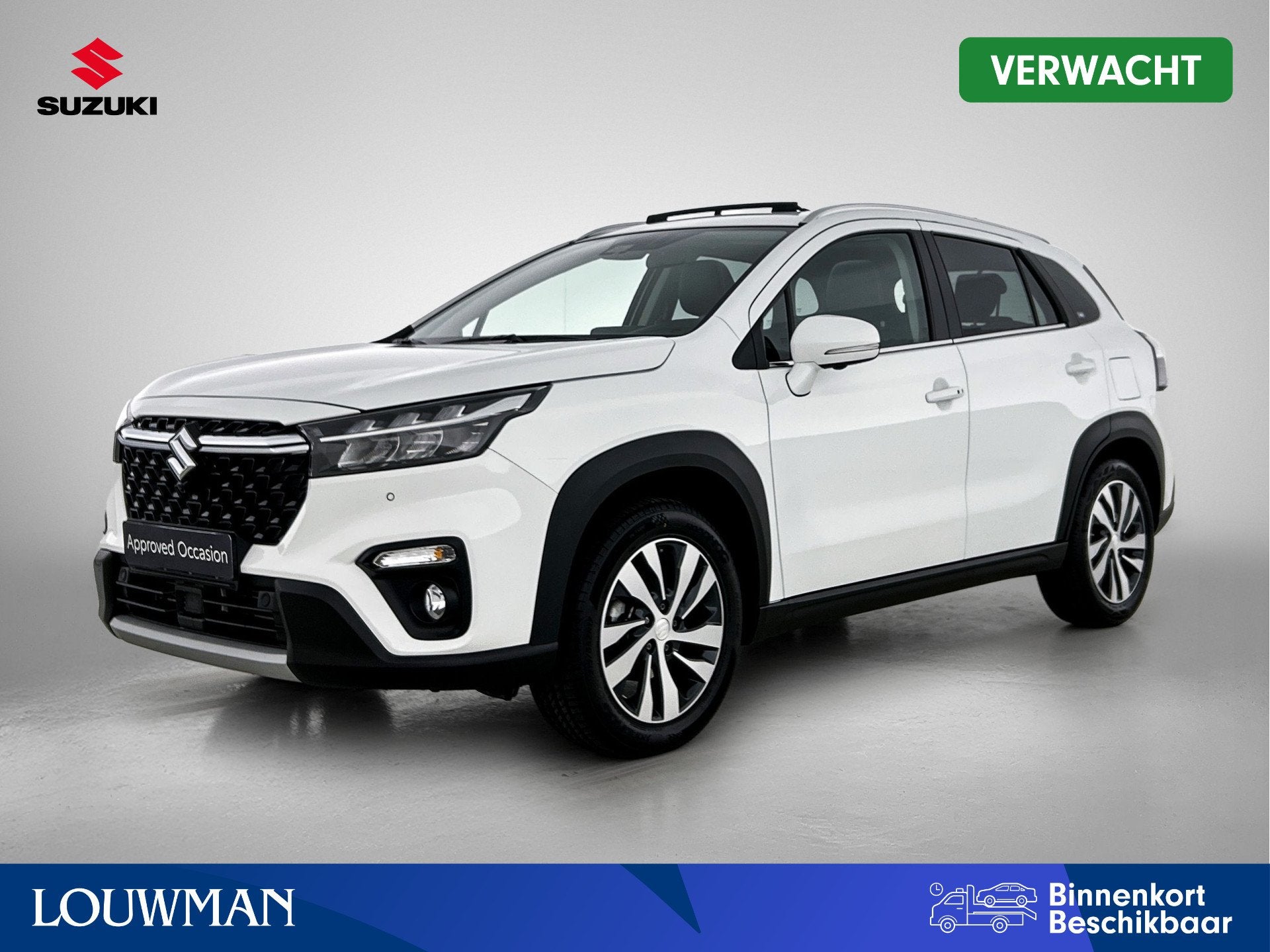 Suzuki S-Cross 1.4 Boosterjet Style Smart Hybrid | Panorama, Auto's, Verwarmde buitenspiegels, Gebruikt, 4 cilinders, Wit