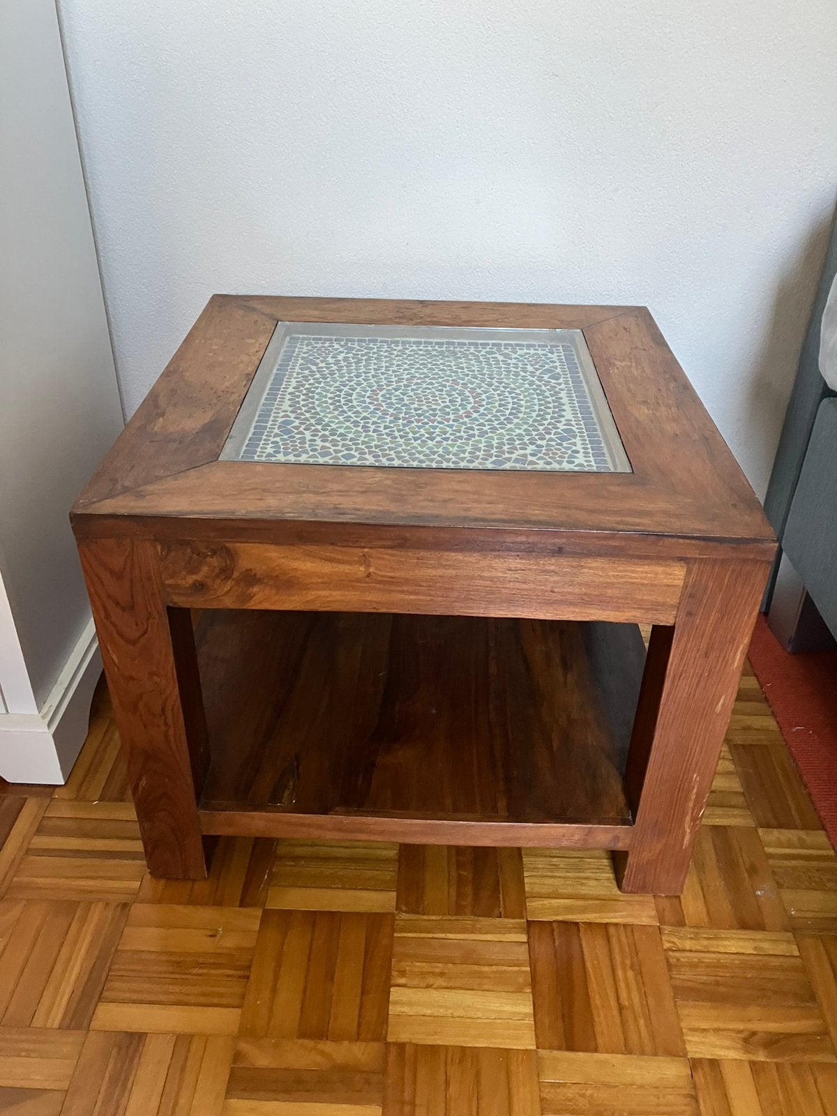 2 bijzetfafeltjes, Minder dan 55 cm, Gebruikt, Rechthoekig, Hout