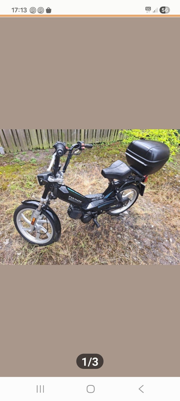 Tomos bromfiets met topkoffer - Zwart, Ophalen, Zo goed als nieuw, 1 versnellingen, Standard