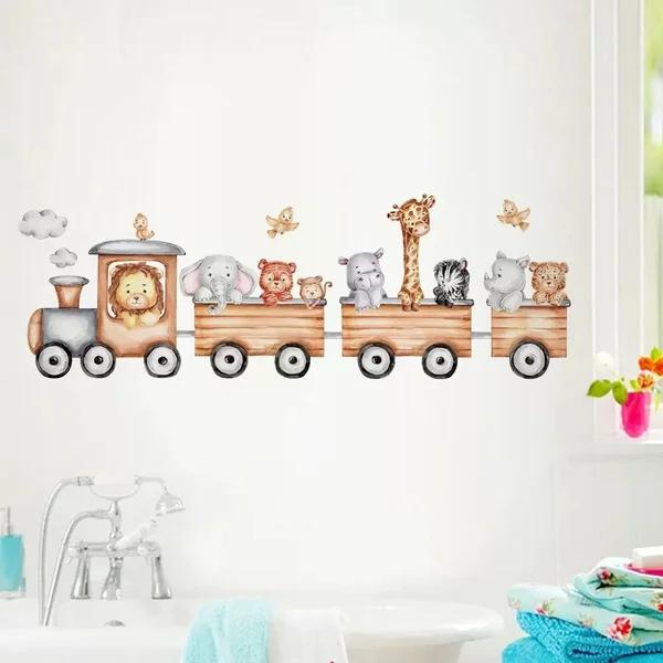 Grote muursticker Animal Train, Kraamcadeau, Nieuw, Ophalen of Verzenden, Info@sweet-one.nl
