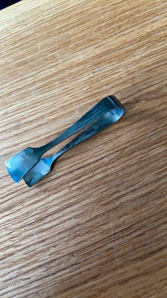 Douwe Egberts verzilverde suikertang 9cm lang, Antiek en Kunst, Ophalen of Verzenden