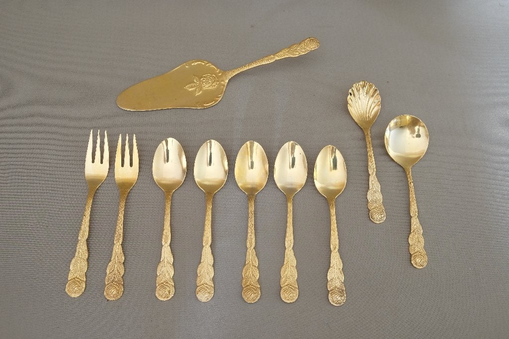 Bestek verguld Hildesheimer Rose  theelepels taartschep, Antiek en Kunst, Ophalen of Verzenden