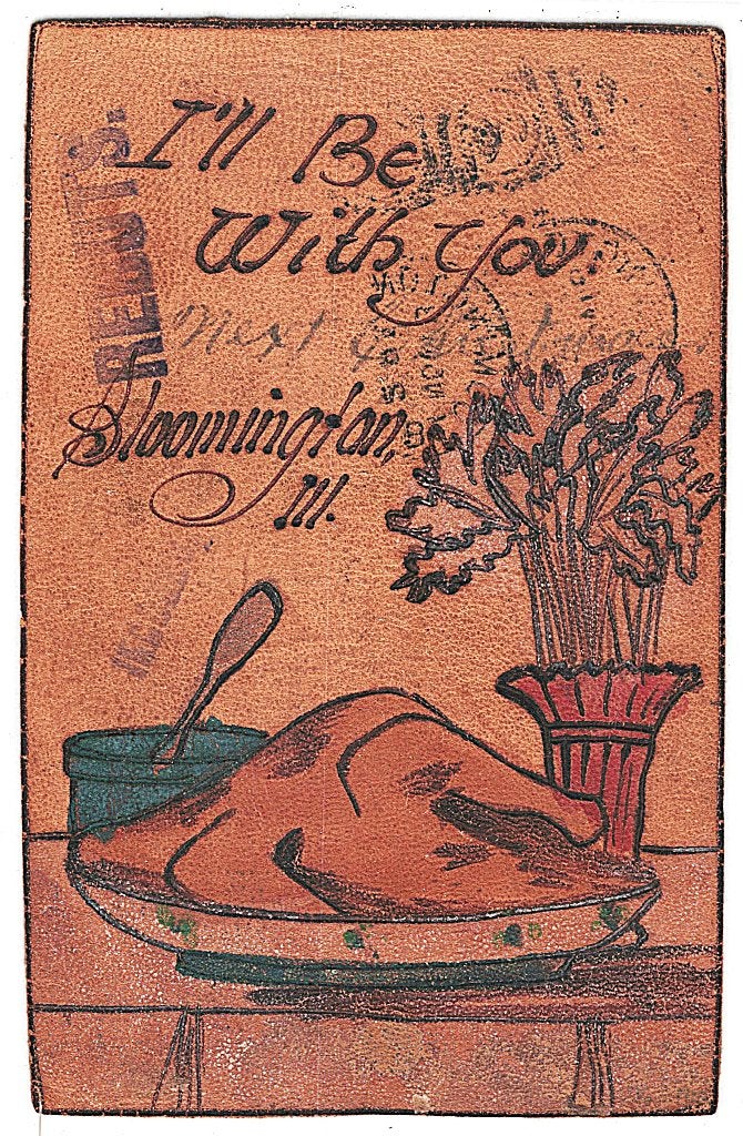 700289 Vintage lederen ansichtkaart leather postcard 1918, Verzamelen, Ophalen of Verzenden, Voor 1920, Gelopen, Noord-Brabant