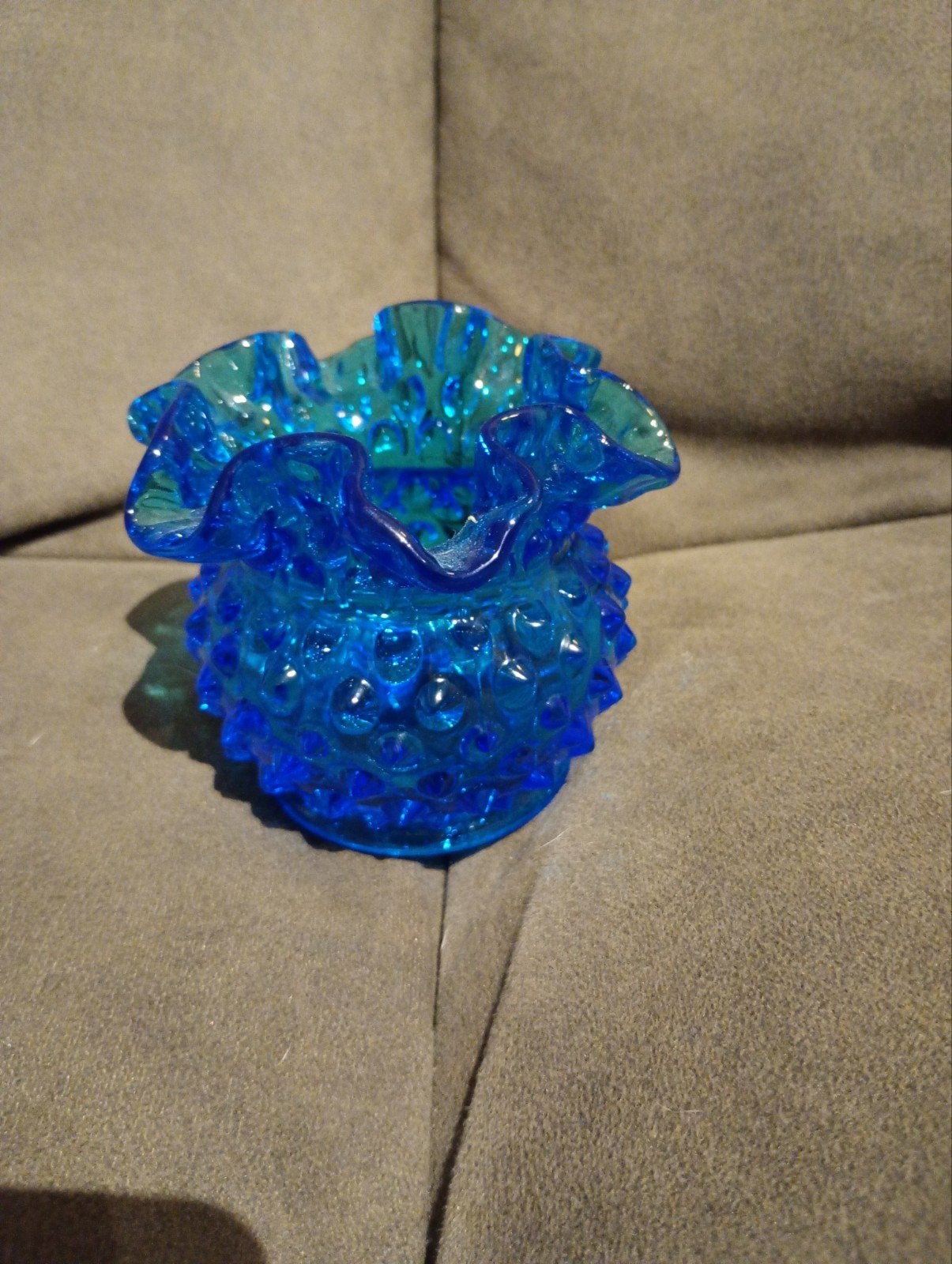 Vintage Kobaltblau Glas Vaasje - Hobnail Patroon, Antiek en Kunst, Antiek | Vazen, Verzenden