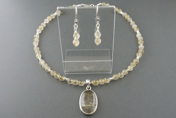 RUTIELKWARTS ketting/oorhanger-set, Ophalen of Verzenden, Nieuw, Zilver, Met edelsteen