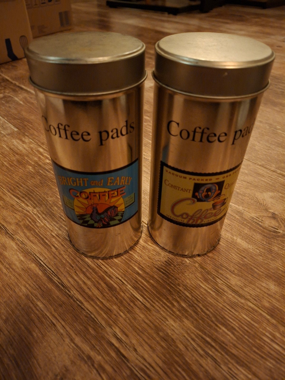 Vintage Koffiepads Blikken - Set van 2, Ophalen of Verzenden