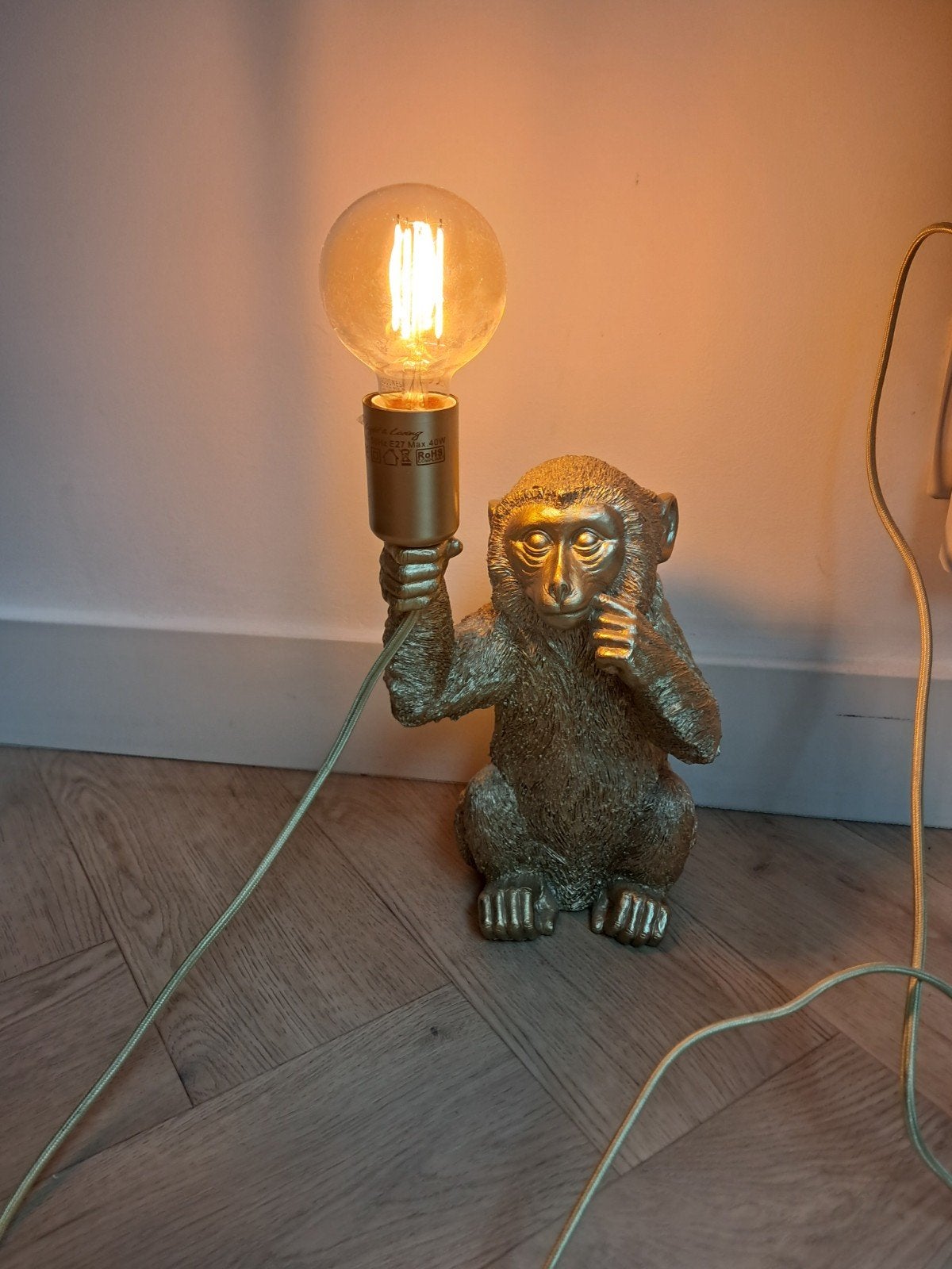 tafellamp Aap, Huis en Inrichting, Kunststof, Overige merken, Goud, E27 (groot)
