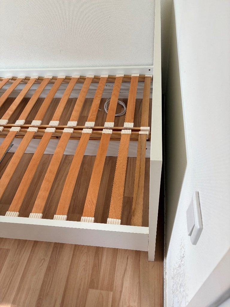 Gratis Wit tweepersoonsbed met lattenbodem, Ophalen, Gebruikt, Wit, Tweepersoons
