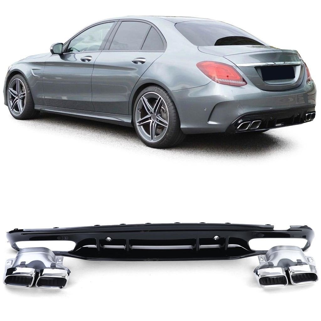 Diffuser C63 AMG Look Voor MB C Klasse W205 Facelift 4 x uit