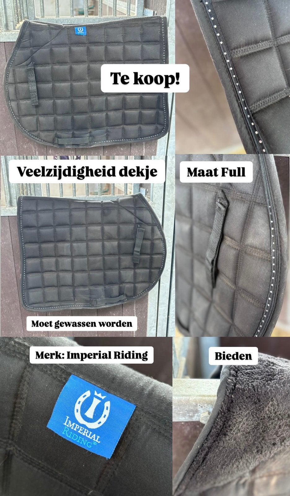 Dekje veelzijdigheid imperial riding maat full, Full (L), Gebruikt, Overige merken, Zadeldekje