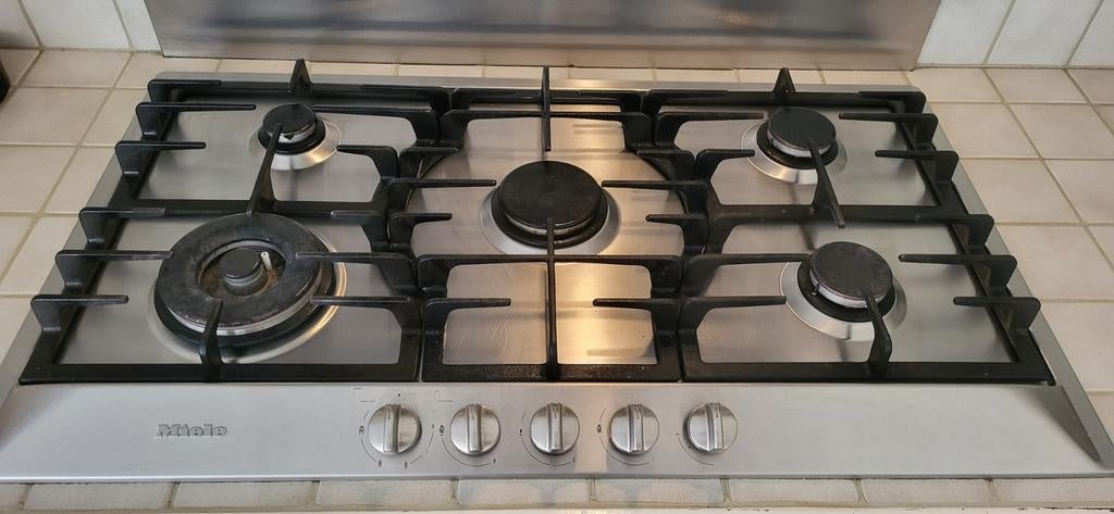 Miele Gaskookplaat - 5 branders, RVS, Ophalen, Gebruikt, Inbouw, Gas