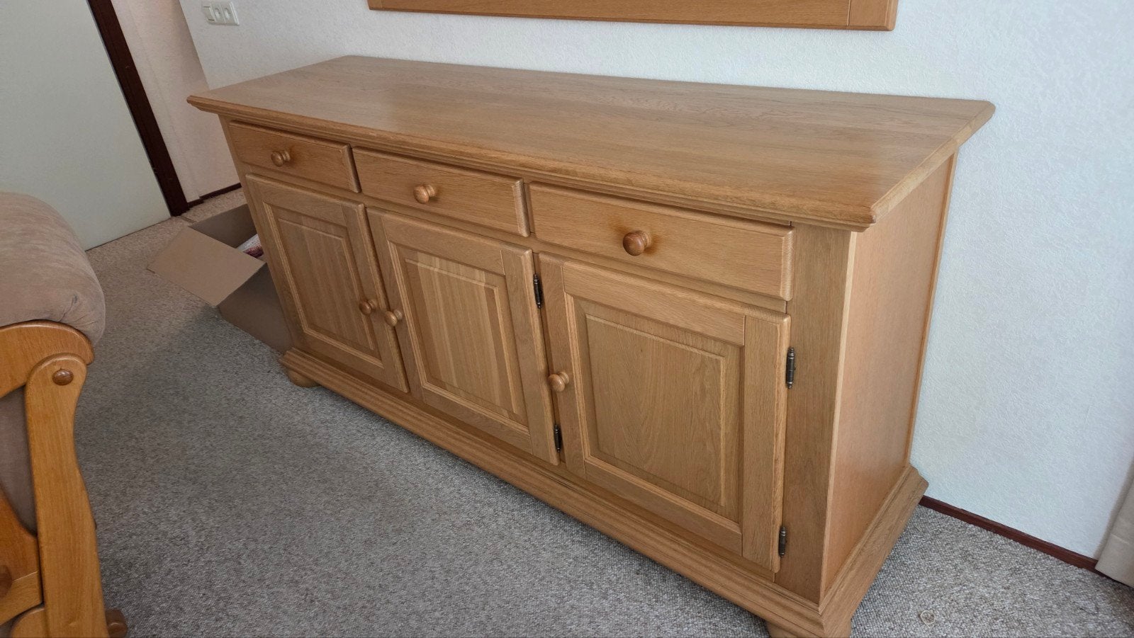 Eiken Dressoir kast met Spiegel, Huis en Inrichting, Ophalen, 150 tot 200 cm, Eikenhout, Klassiek, Tijdloos