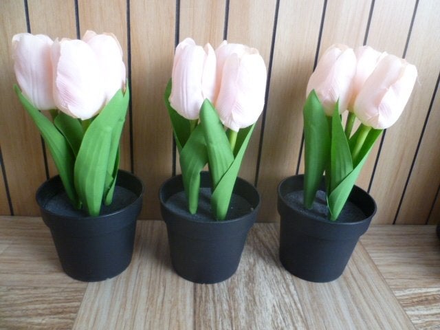 Ikea 3 roze kunstplant tulpen in potje, Ophalen, Binnen, Roze, Kunstplant