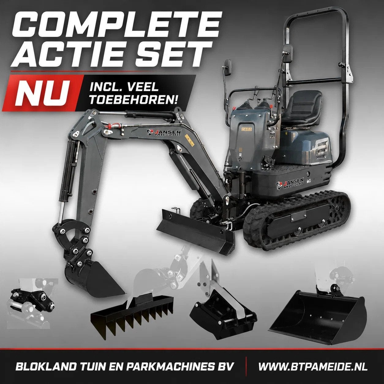 JANSEN MB-700 minigraver graafmachine incl bakken (bj 2026), Zakelijke goederen, Machines en Bouw | Kranen en Graafmachines, Graafmachine