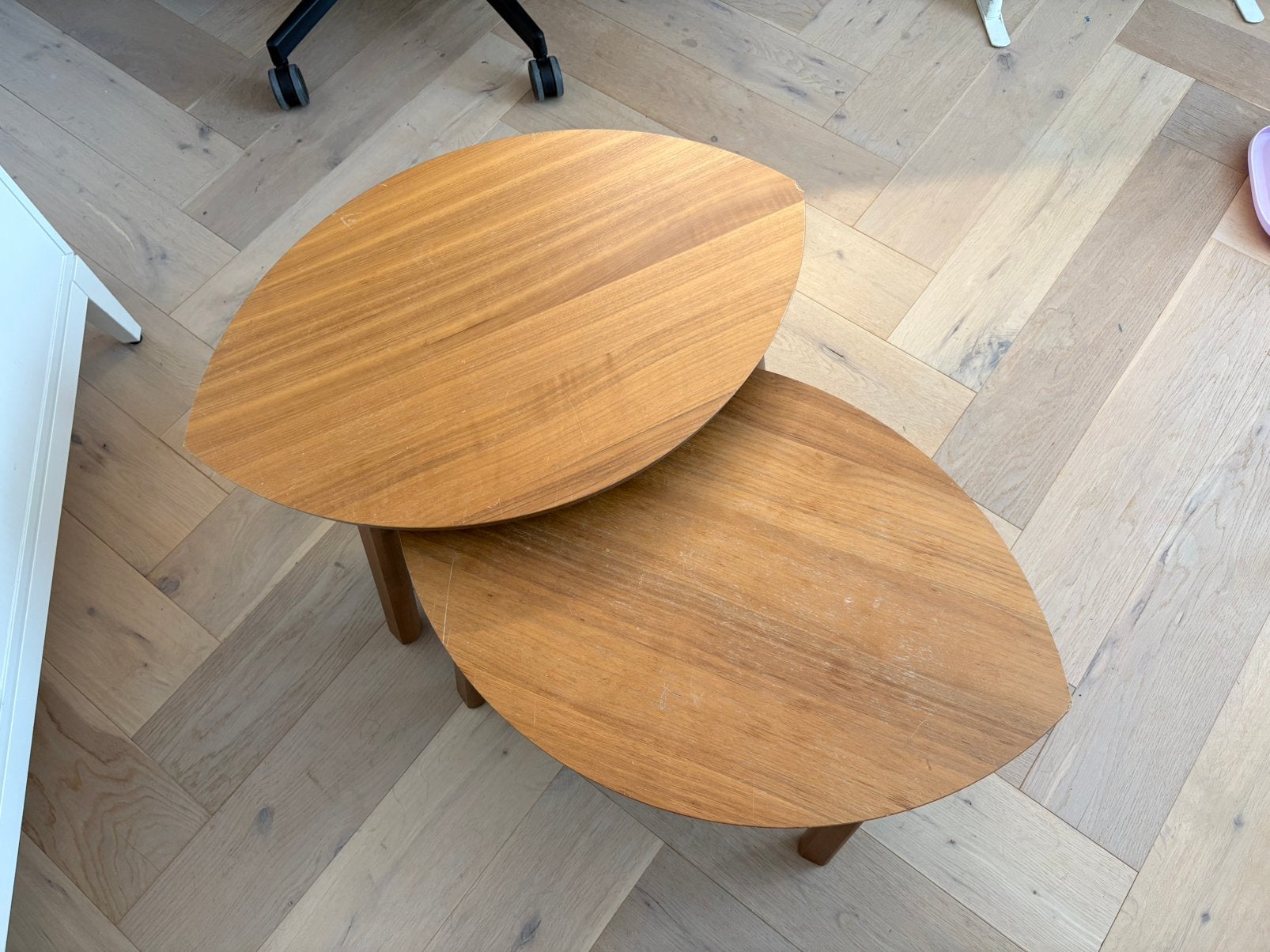 IKEA Stockholm bijzettafel set van 2, Huis en Inrichting, Minder dan 55 cm, Gebruikt, Scandinavisch ikea, Ovaal
