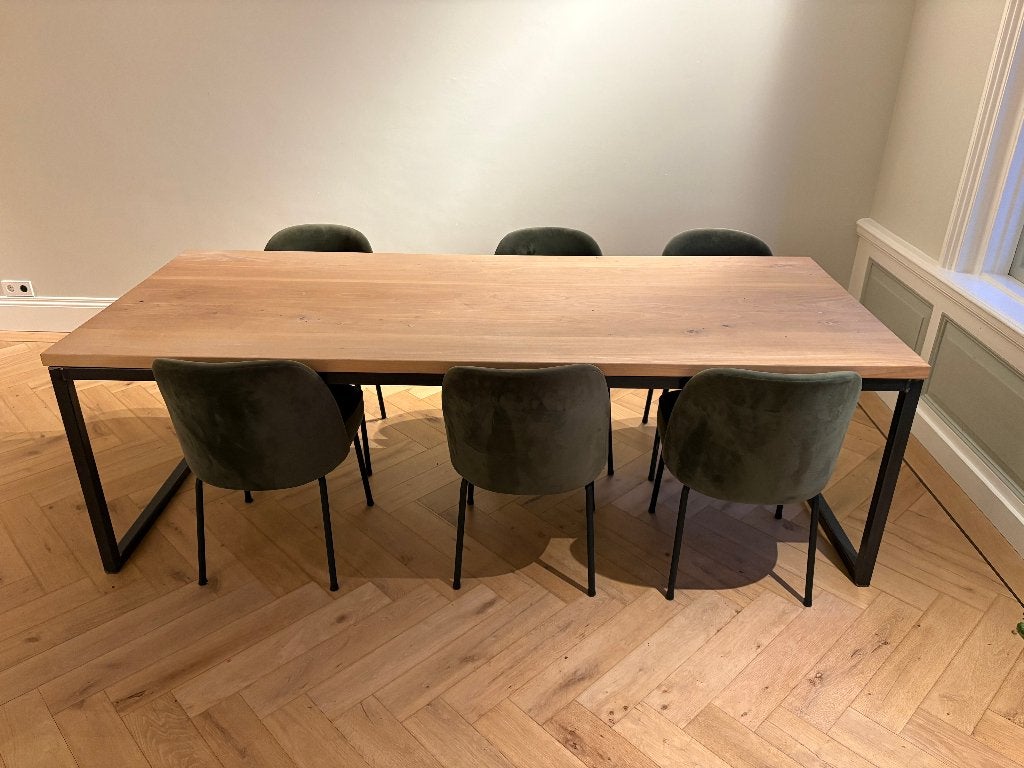 Houten eettafel, Ophalen, Eikenhout, 200 cm of meer, 50 tot 100 cm