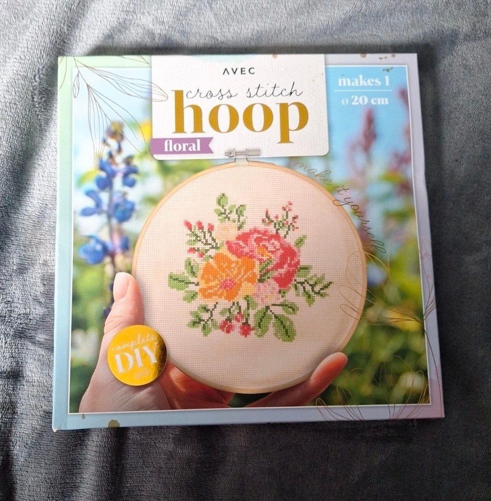 AVEC Cross Stitch Hoop Floral Borduurpakket DIY 20 cm, Ophalen