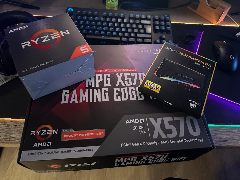 Moederboard + CPU (AMD 5600x) + 64 GB DDR4 3200mhz, Computers en Software, Moederborden, DDR4, Ophalen of Verzenden, Zo goed als nieuw