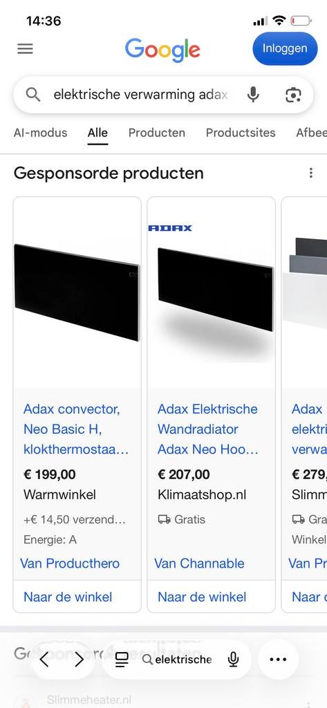 Adax Neo H elektrische wandradiator, Ophalen, Minder dan 30 cm, Radiator, Zo goed als nieuw