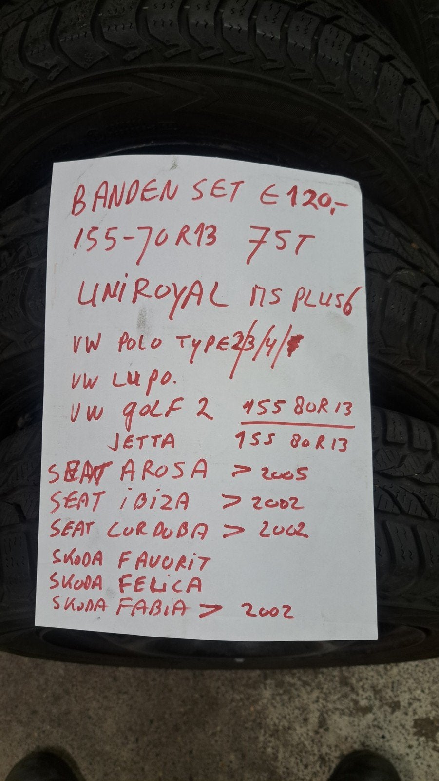 Banden set VW Polo/ Arosa / Lupo / Ibiza/ Arosa 155/70R13, Auto-onderdelen, Banden en Velgen, Ophalen, Gebruikt, 155 mm, 13 inch