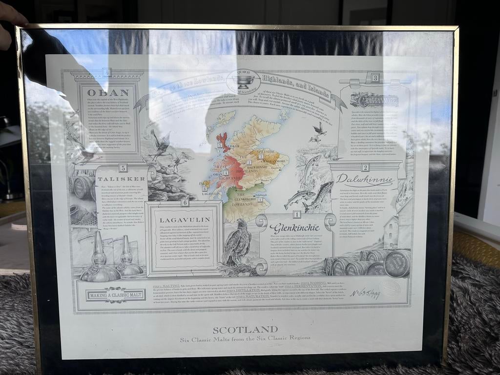 Ingelijste print: Six Classic Malts of Scotland #635/999, Ophalen of Verzenden, Zo goed als nieuw, Overige typen