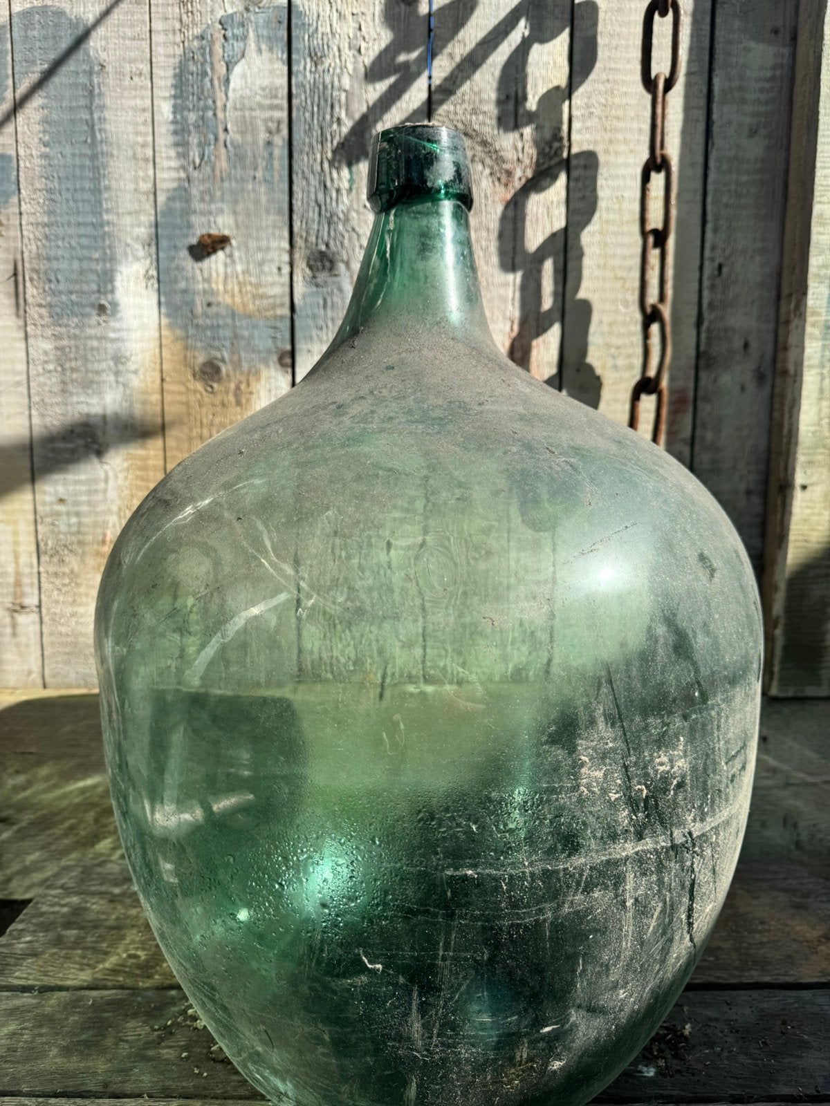 Vuilgroene gistfles glas fles brocante, Antiek en Kunst, Ophalen