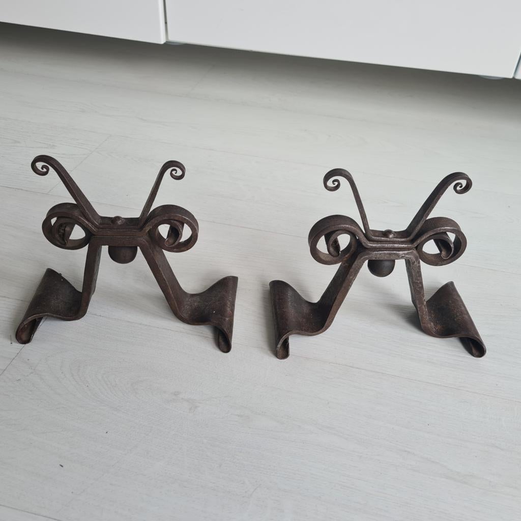 Decoratieve ijzeren haardbokken, Ophalen of Verzenden, Zo goed als nieuw