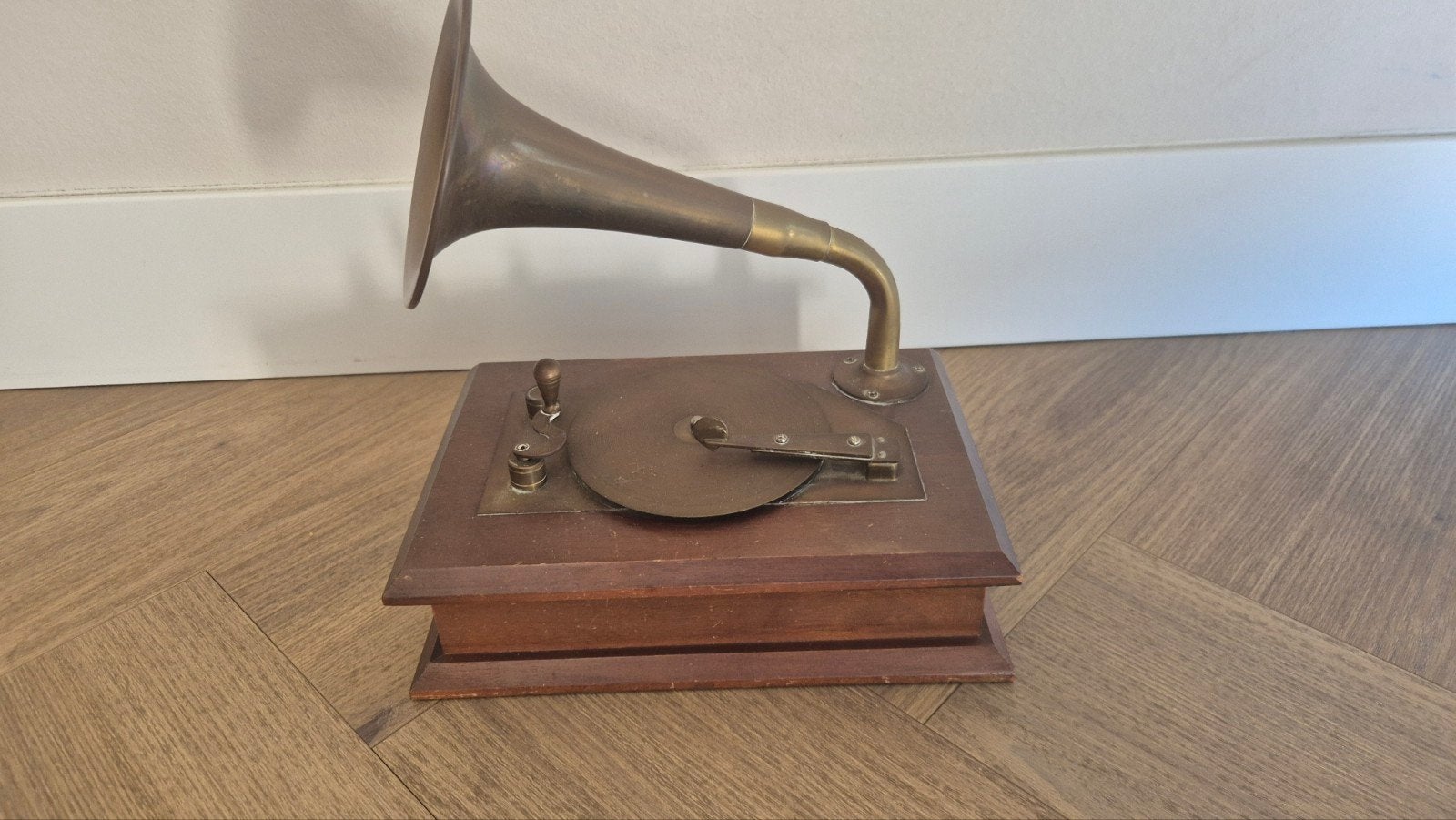 Antieke Grammofoon met Hoorn, Antiek en Kunst, Ophalen of Verzenden