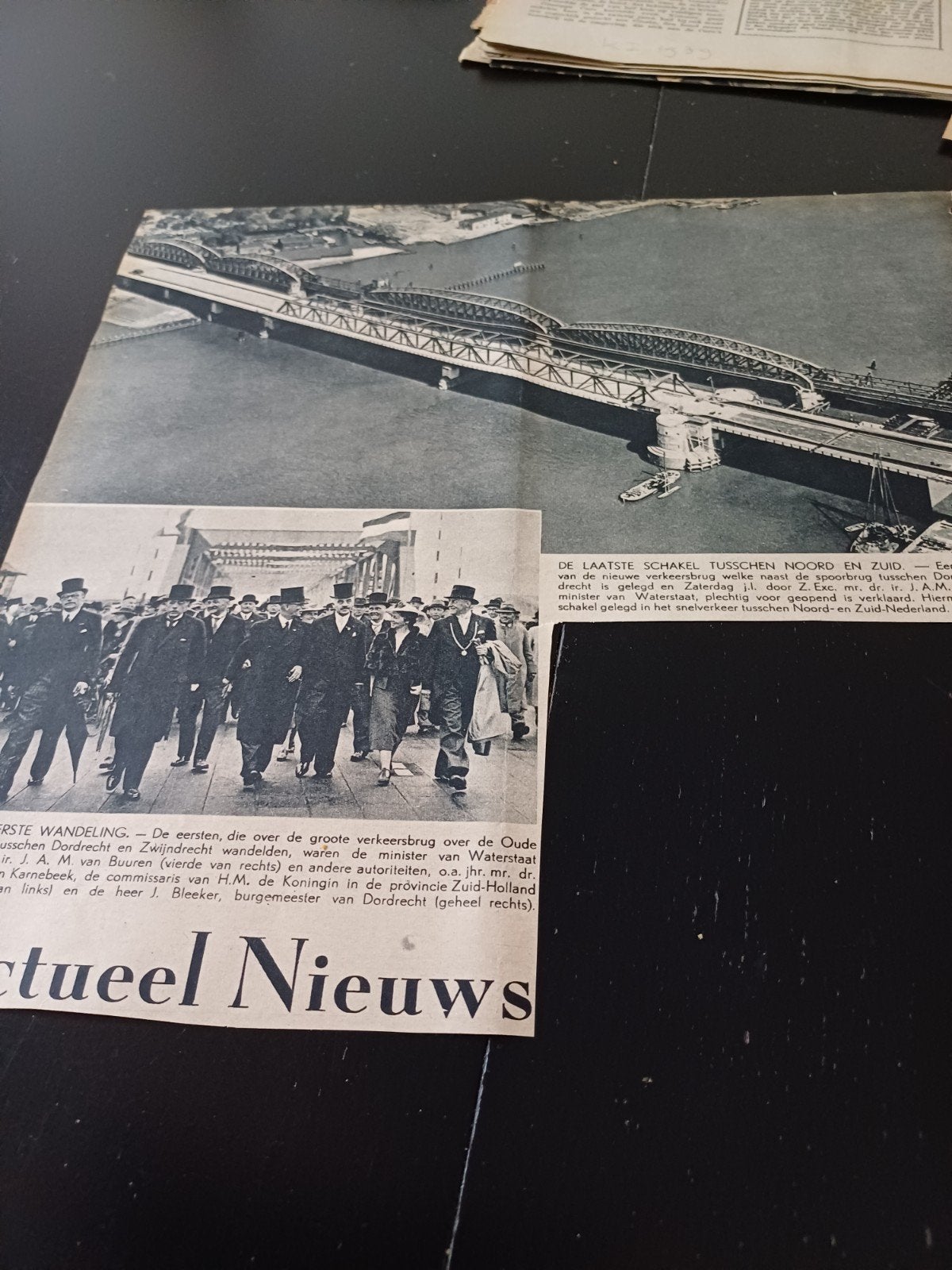 knipsel brug tussen Dordrecht en Zwijndrecht 1939, Ophalen of Verzenden, 1920 tot 1940, Knipsel(s)