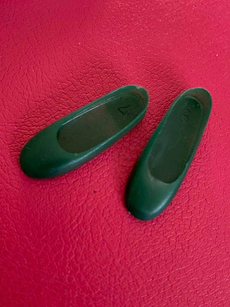 Vintage Barbie Skipper groene flat shoes 70 Mattel schoenen, Ophalen of Verzenden