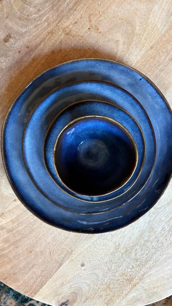 Serviesset goede kwaliteit blauw, Huis en Inrichting, Keuken | Servies, Ophalen, Bord(en), Overige stijlen, Glas