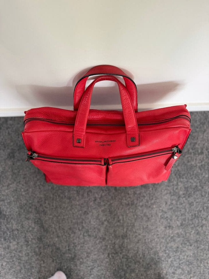Piquadro leren tas rood, Ophalen of Verzenden, Zo goed als nieuw, Rood, Handtas