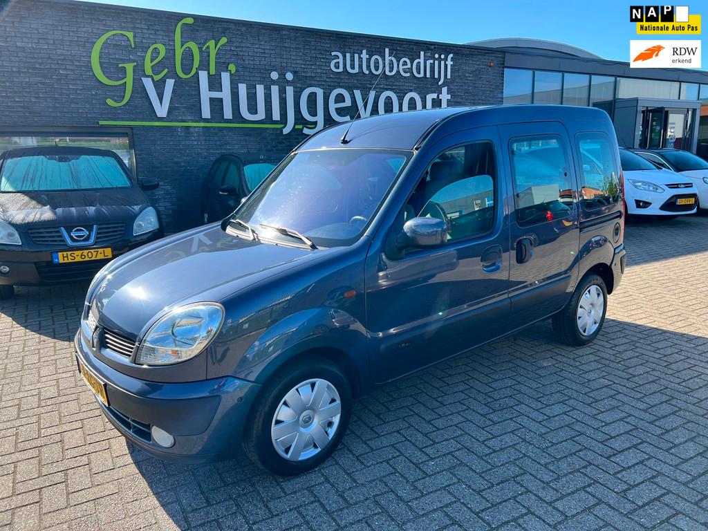 Renault Kangoo 1.6-16V Privilège INVALIDE VERVOER, Auto's, Stof, Blauw, Metallic lak, 49 €/maand