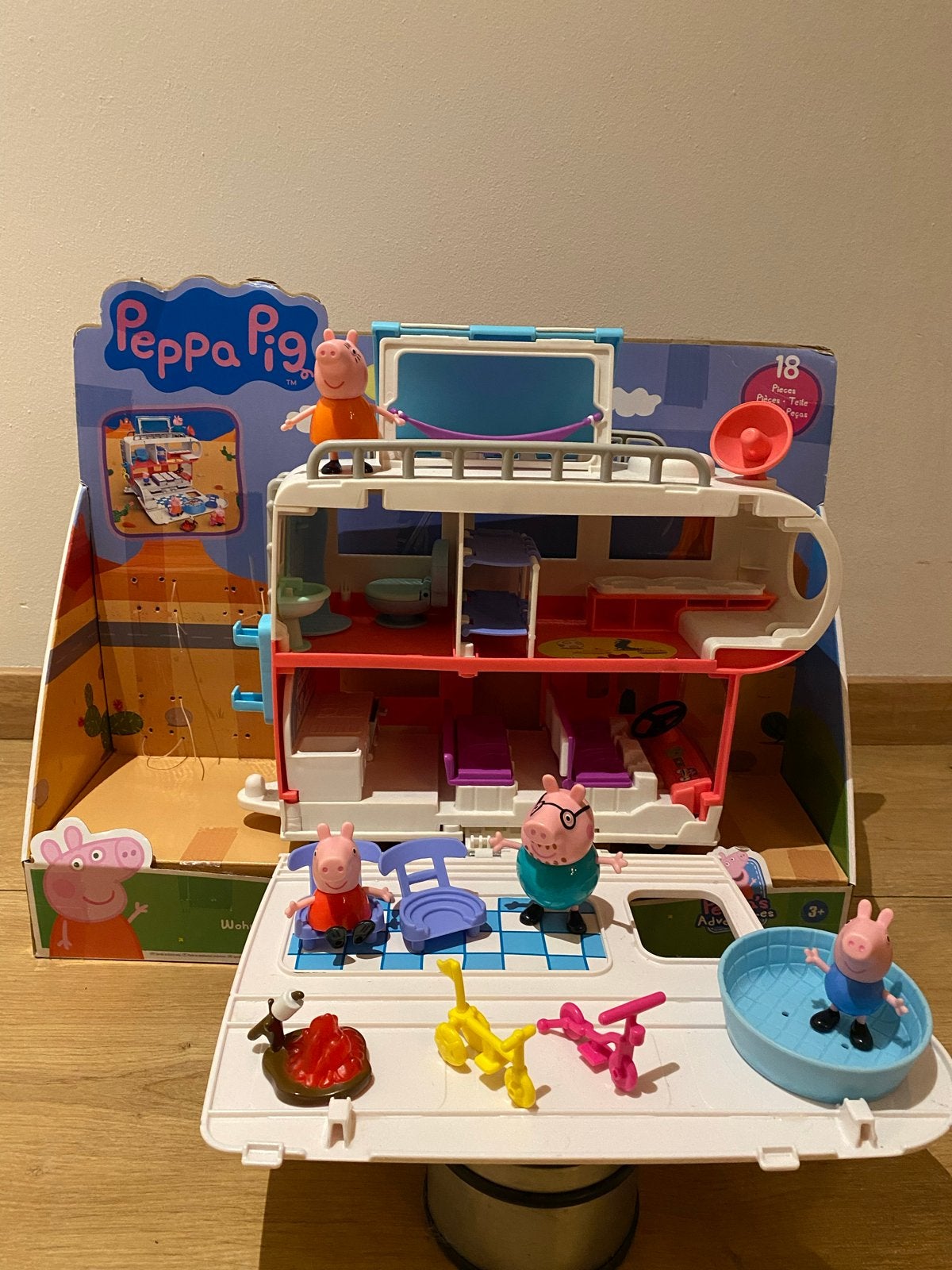 Peppa Pig Campervan Speelset met Figuren en Accessoires, Kinderen en Baby's, Ophalen of Verzenden, Zo goed als nieuw, Jongen of Meisje