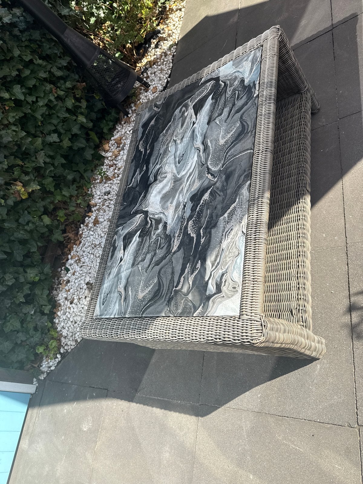 Bellagio salontafel van riet. Oerdegelijk. Teab, Tuin en Terras, Tuintafels, Ophalen, Gebruikt, Rechthoekig, Overige materialen