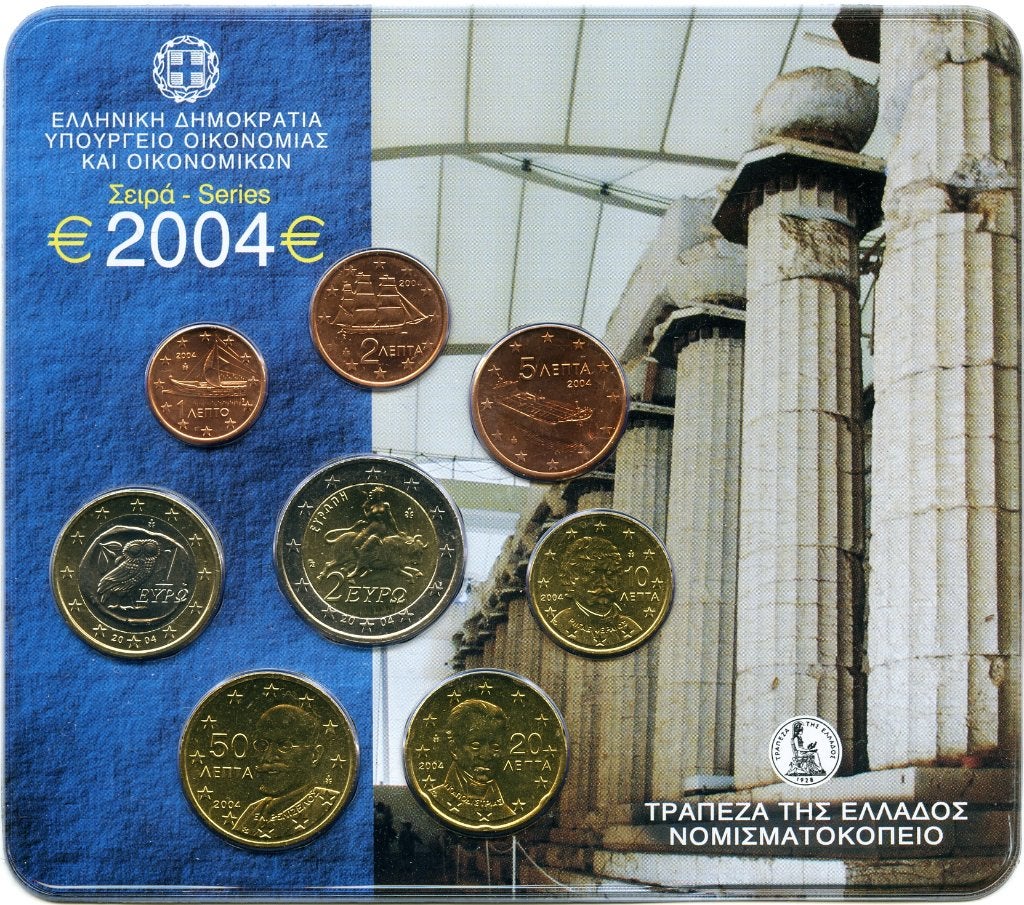 BU Set Griekenland 2004 Blister - 1 cent t/m 2 euro, Verzenden, Griekenland, Overige waardes, Setje