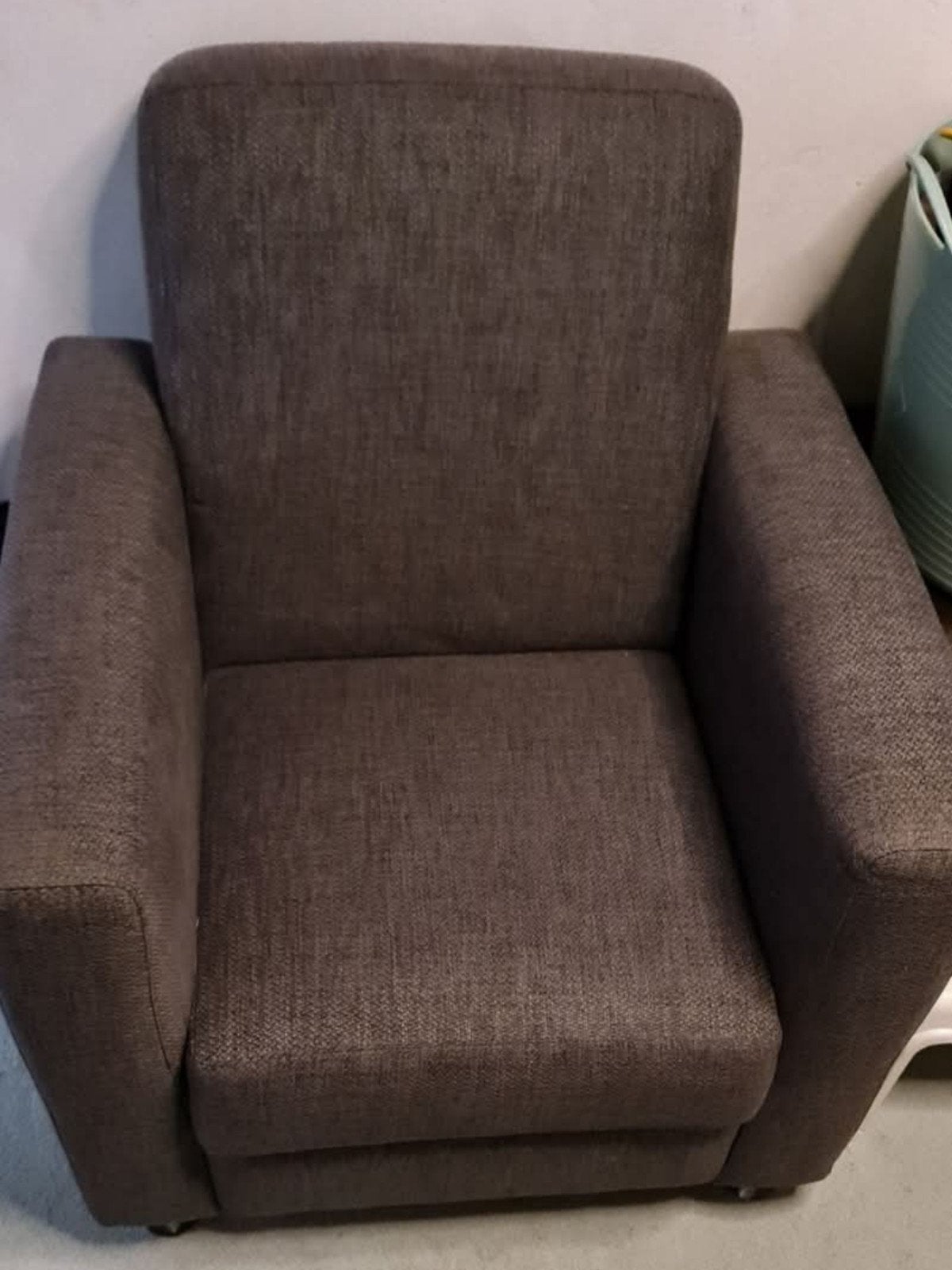 Comfortabele gemêleerde grijze fauteuil - Zo goed als nieuw, Huis en Inrichting, Fauteuils, Ophalen, 75 tot 100 cm, Zo goed als nieuw