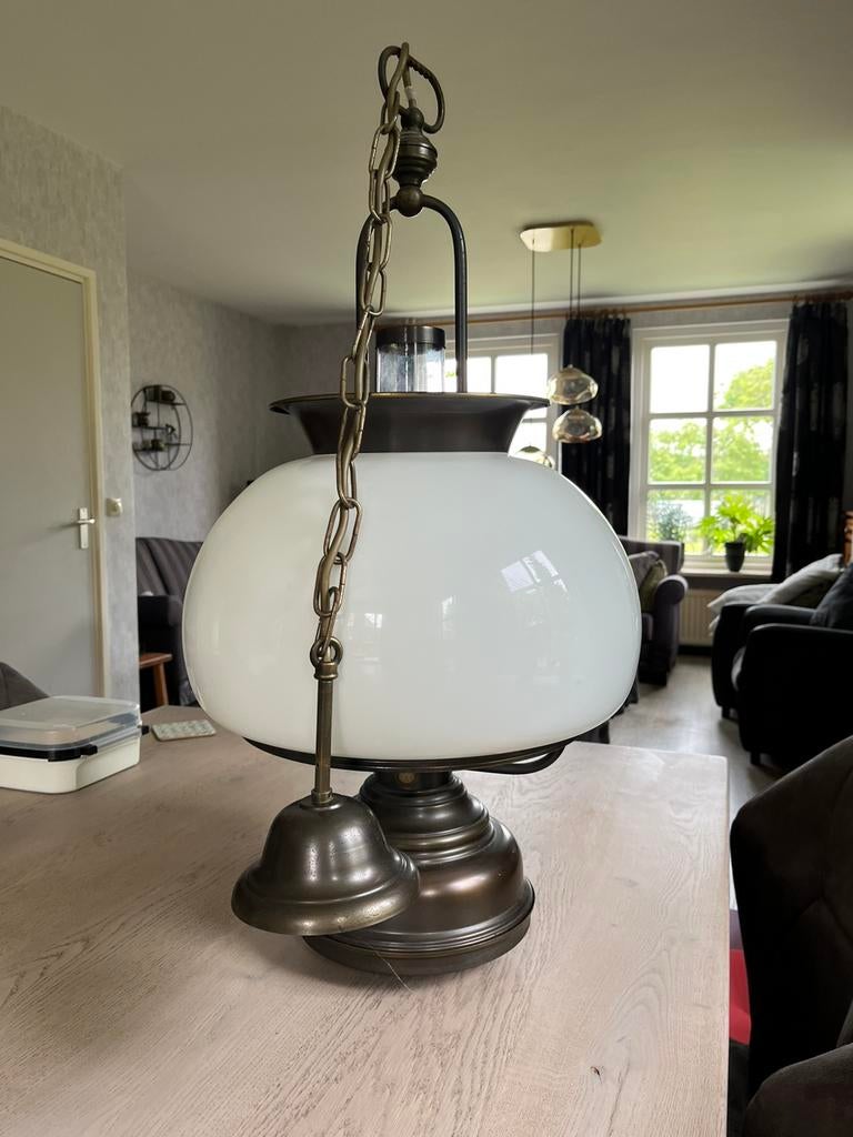 Hanglamp, olielamp model, Olielamp model, Gebruikt, 50 tot 75 cm, Ophalen of Verzenden