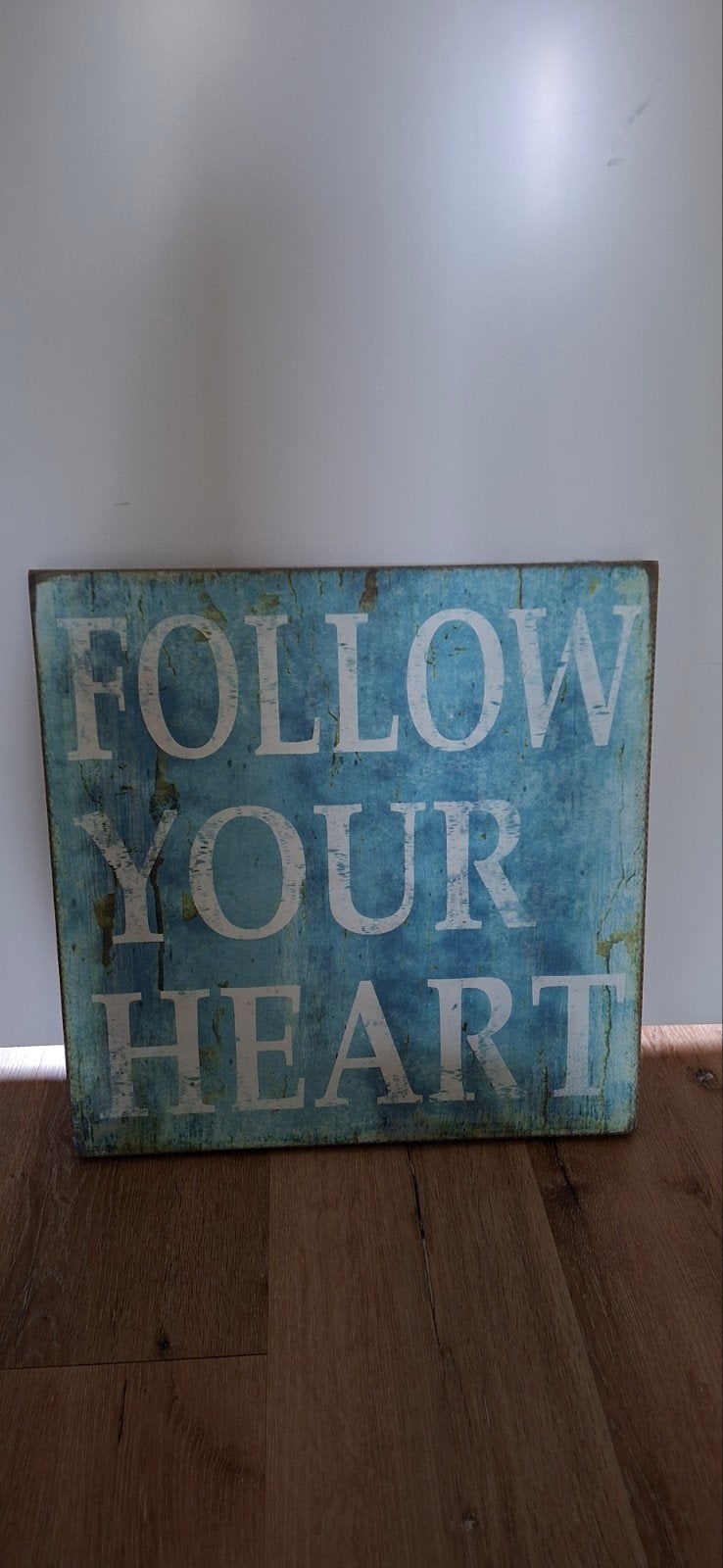 wandbord met tekst in blauw, Tekstbord, 50 cm, Ophalen of Verzenden, Zo goed als nieuw