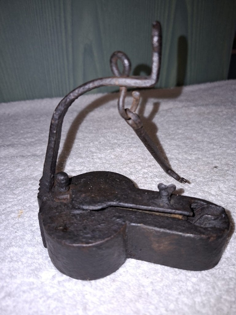 oud gesmeed ijzeren olielampje, jaren 1800, Ophalen of Verzenden