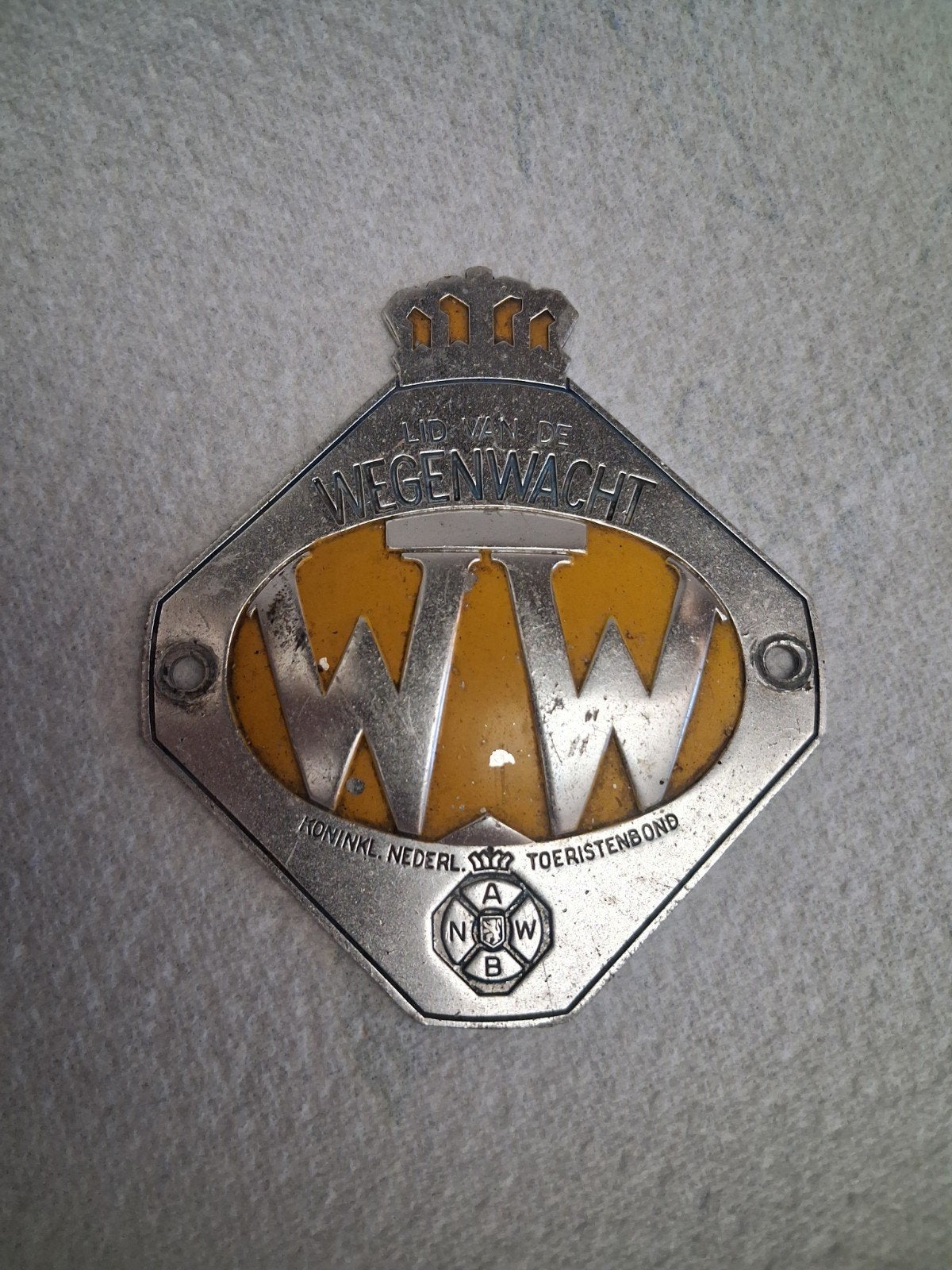 Vintage ANWB Wegenwacht lidmaatschapsbadge, Ophalen, Gebruikt
