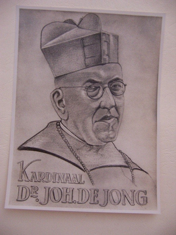 afbeelding van Kardinaal Joh. de Jong, Ophalen of Verzenden, Zo goed als nieuw, Kaart of Prent, Christendom | Katholiek