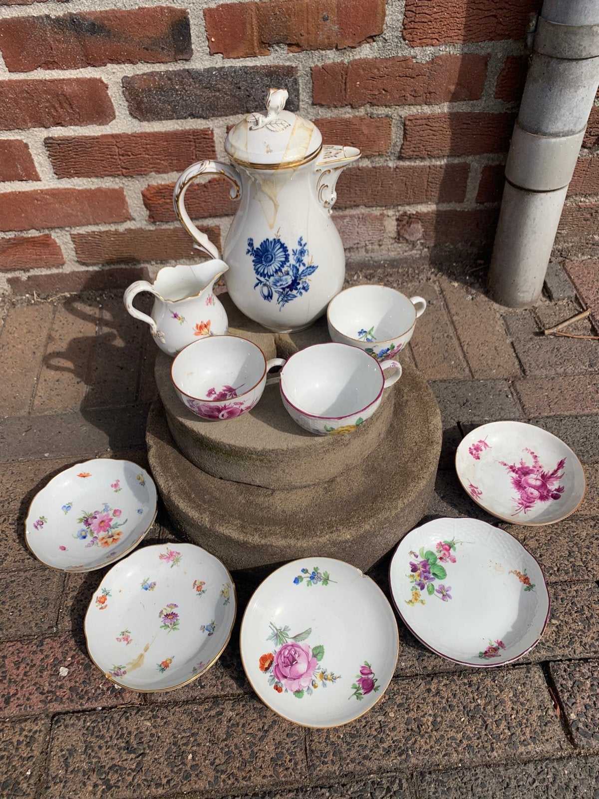Partij Meissen porselein beschadigd/restauratie, Ophalen of Verzenden