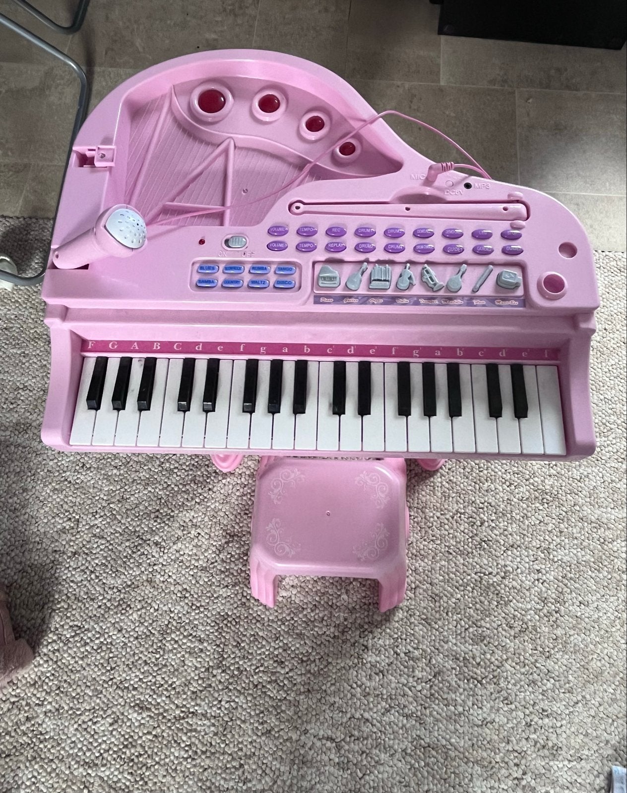 Roze speelgoedpiano 'Little Princess' met krukje, Ophalen, Gebruikt, Overige typen, Met geluid