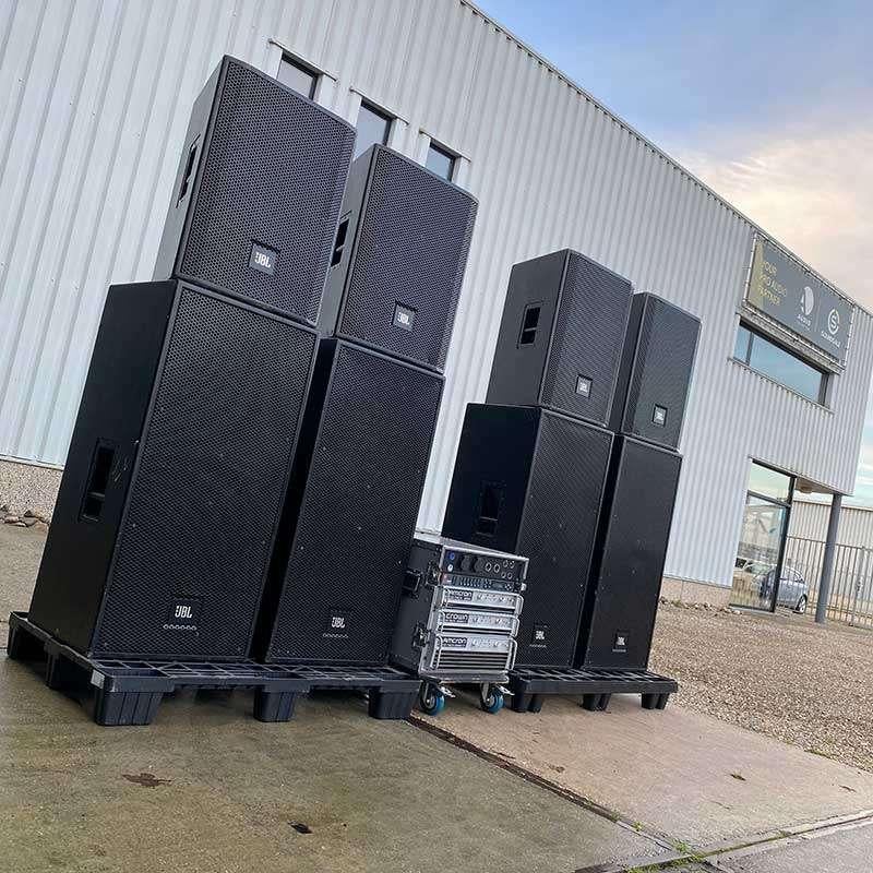 JBL P733 (4) + P746 (4) + Crown Amplifier Rack SET, Ophalen, Gebruikt, Overige typen, JBL